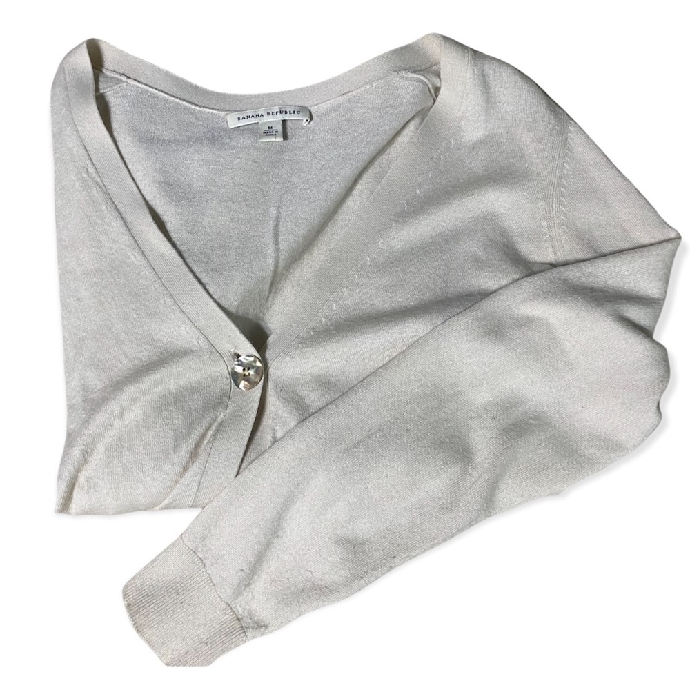 banana republic angora hair and silk cardigan cream color